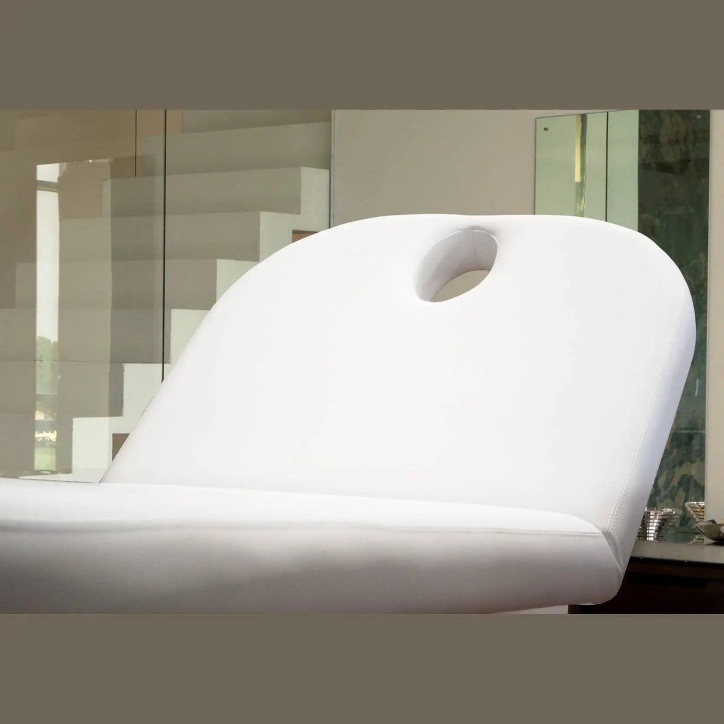 LEMI Next Essential 1 Motor Electrically Adjustable Height, Manual Backrest Top Spa Table With Foot Pedal Control and Wheels - White Frame