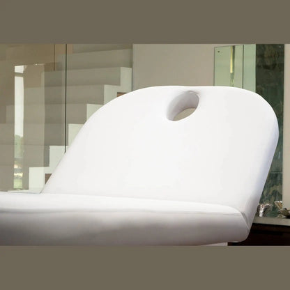 LEMI Next Essential 1 Motor Electrically Adjustable Height, Manual Backrest Top Spa Table With Foot Pedal Control and Wheels - White Frame