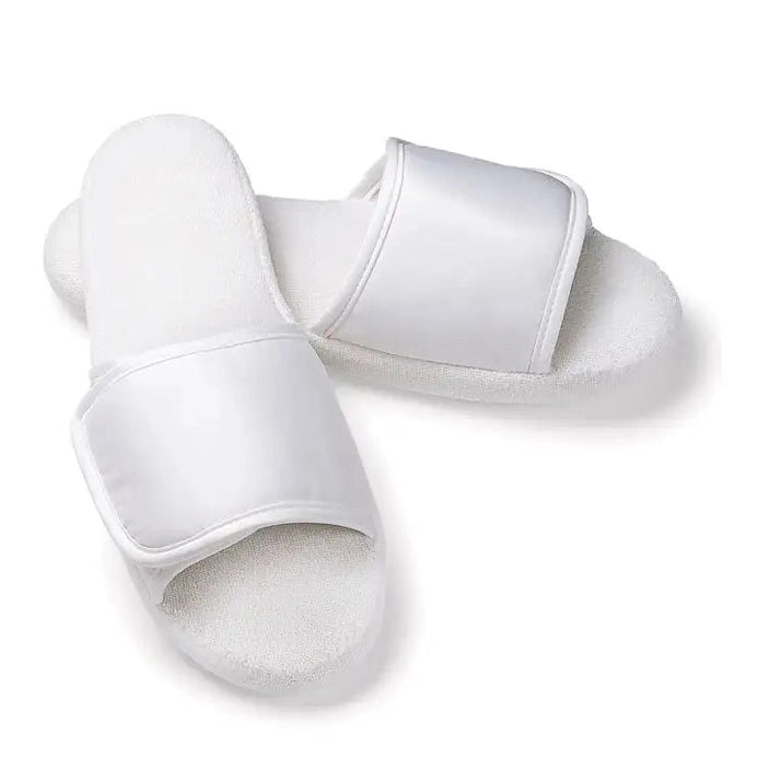 Boca Terry Open Toe Microfiber Slipper - Velcro Closure - L/XL