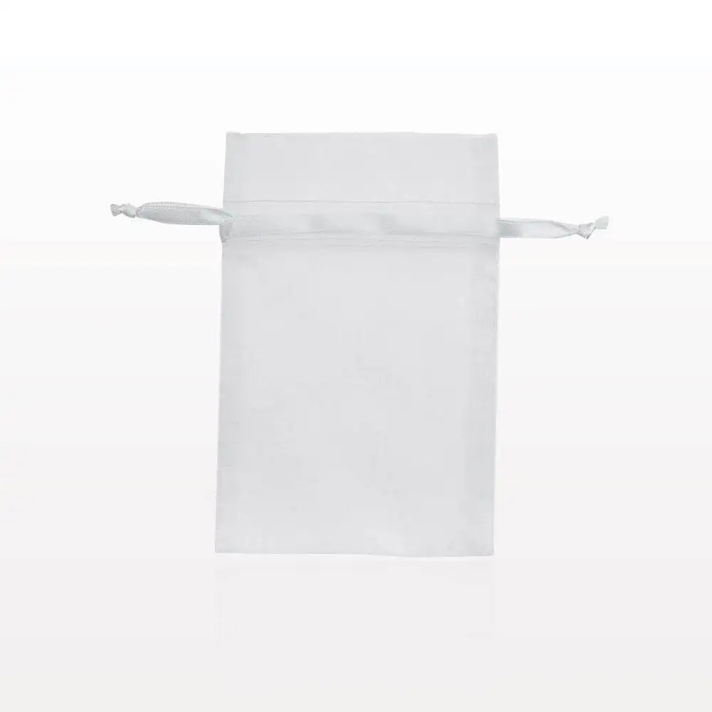 Organza Drawstring Bag -White, 100 Count