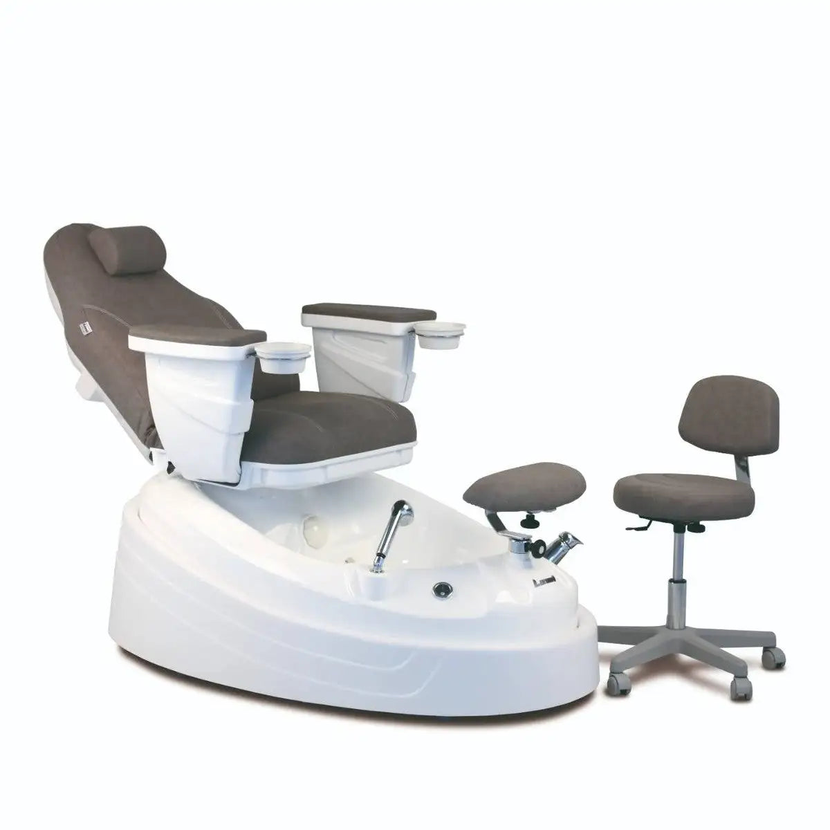 Pedi Spa Manually Adjustable Pedicure Spa Chair With Piped Hydromassage Pedicure Tub (6 Jets), Manicure Bowls, 180° Rotation Seat, Adjustable Foot Support and Ozone Therapy - White Frame