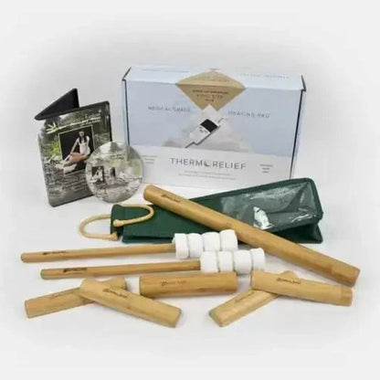 Bamboo-Fusion complete table kit with bamboo sticks, electric heating pad, cover, and DVD training