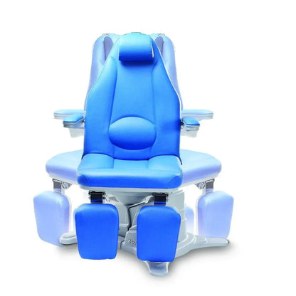 LEMI Podo Dream 3 Motor Electrically Adjustable Height, Back, Tilt, Manually Adjustable Leg Rests Beauty Treatment Chair With Flat Armrests, 180° Rotation, Head Support and Foot Pedal Control