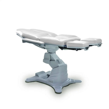 LEMI Podo Dream 3 Motor Electrically Adjustable Height, Back, Tilt, Manually Adjustable Leg Rests Beauty Treatment Chair With Flat Armrests, 180° Rotation, Head Support and Foot Pedal Control