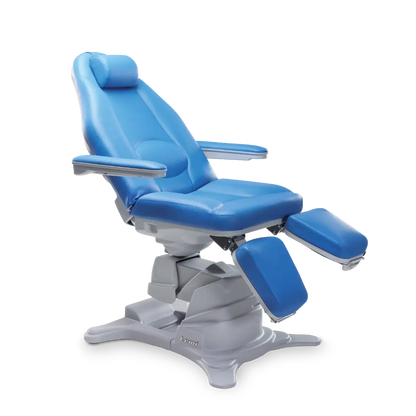 LEMI Podo Dream 3 Motor Electrically Adjustable Height, Back, Tilt, Manually Adjustable Leg Rests Beauty Treatment Chair With Flat Armrests, 180° Rotation, Head Support and Foot Pedal Control
