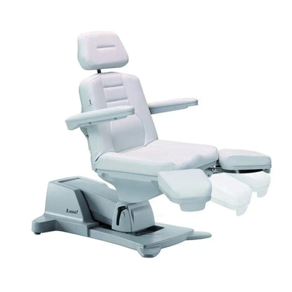 LEMI Podo Mix 3 Motor Electrically Adjustable Height, Back, Tilt, Manually Adjustable Leg Rests Beauty Treatment Chair With Flat Armrests, 180° Rotation, Adjustable/Removable Legs and Foot Pedal Control