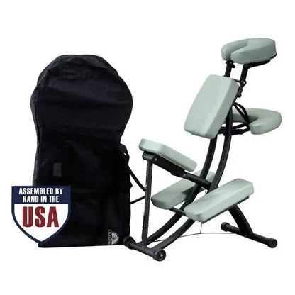 Oakworks Portal Pro portable massage chair with built-in wheels and QuickLock face rest