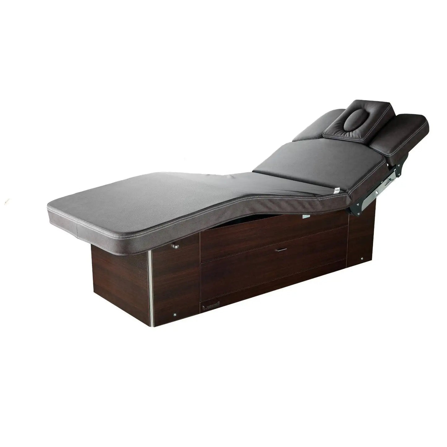 LEMI Portofino Evo 3 Motor Spa Table with Electrically Adjustable Height, Back and Legs, Storage Cabinet Base, Foot Pedal Control and 4.72" Thick Mattress