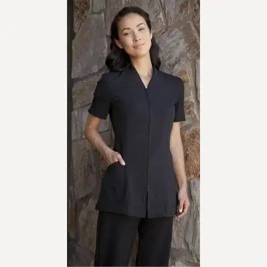 Pravia Jacket Short Sleeve Uniform - Chocolate with Chocolate Piping