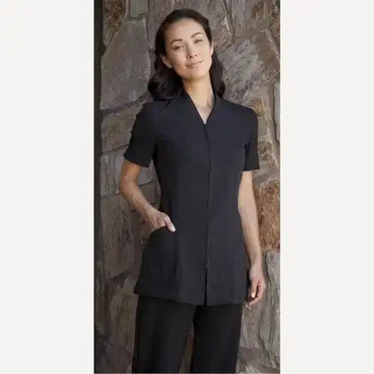 Pravia Jacket Short Sleeve Uniform - Chocolate with Chocolate Piping