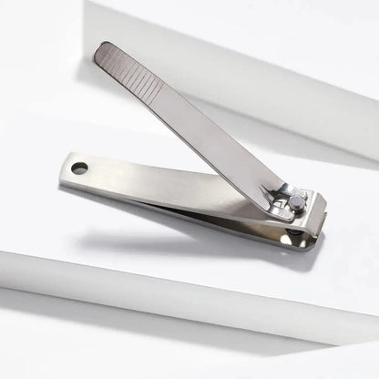 Tweezerman toenail clipper side view showing strong lever and stainless steel build