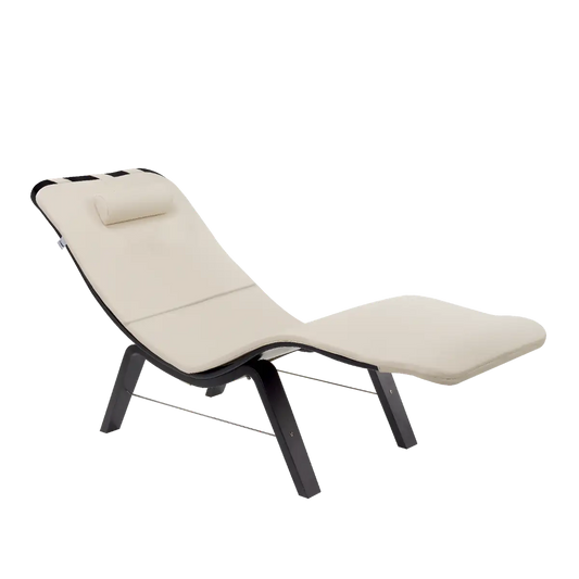 LEMI Re-Wave Relaxation Chaise Lounge With Wooden Legs, Removable Mattress and Headrest Pillow