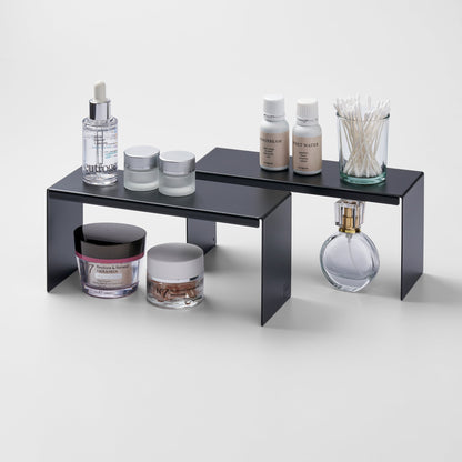 Yamazaki Home Medicine Cabinet Riser [Set of 2] with props, set against a white background.