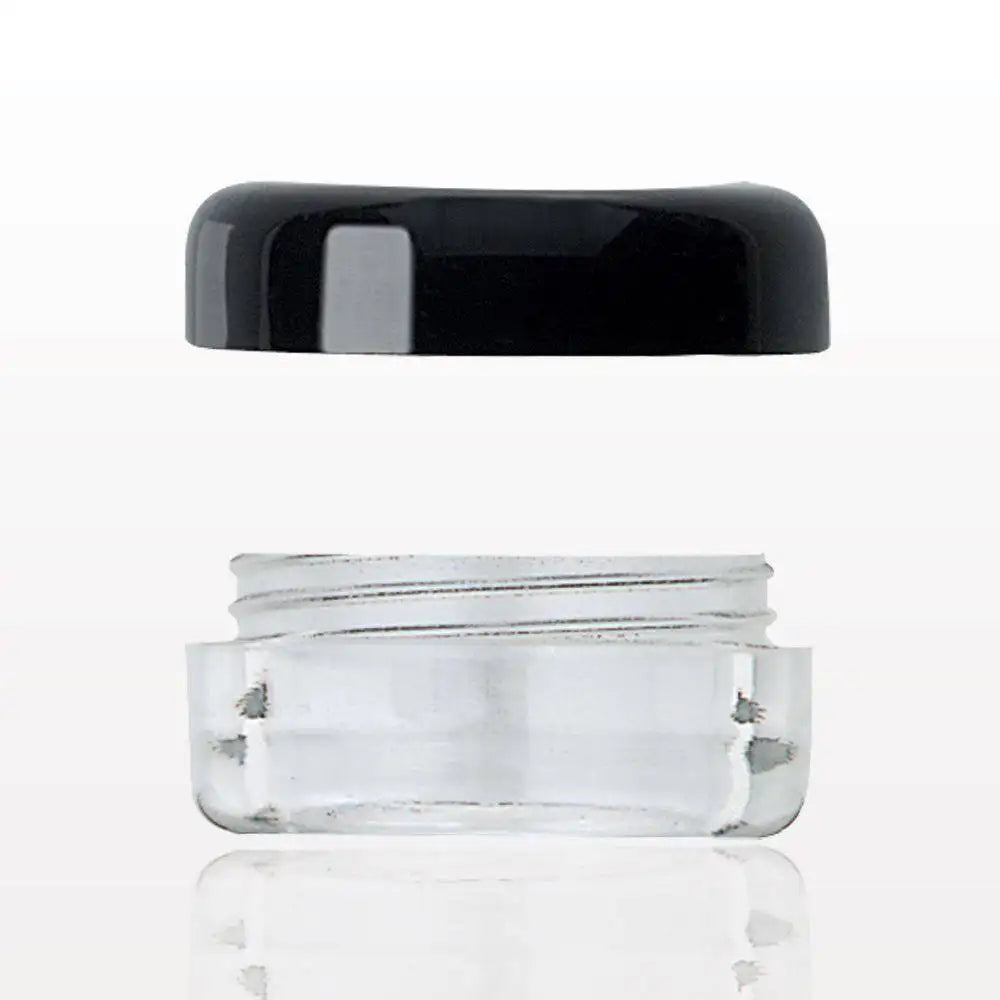 Round Jar With Threaded Cap Black/Clear, 3 ml