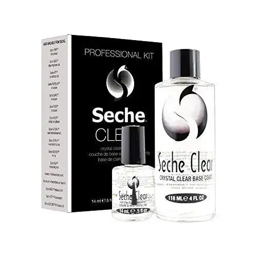 Seche Clear Base Coat Professional Refill Kit 4 oz with 0.5 oz station bottle and dispensing cap