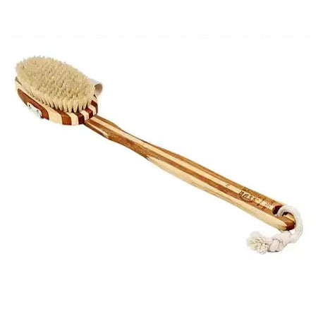 Bamboo Handle Body Brush. Bamboo | Oval Style Body Brush with Natural Bristles, Medium,Wet/Dry. Detachable Head