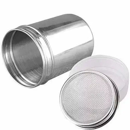 Sweet & True stainless steel powder shaker with mesh dispenser for sugaring