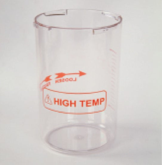 Clear replacement water jar for the Silverfox F-003 facial steamer, with graduated volume markings and HIGH TEMP warning label