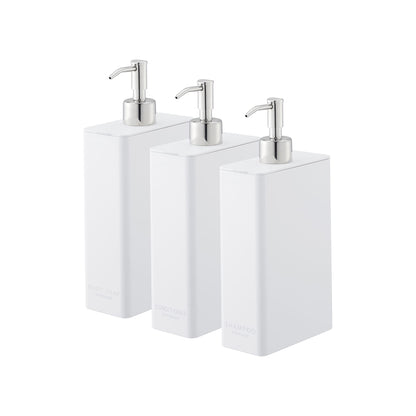 Rectangle Dispenser Bundle - Shampoo, Conditioner, and Body Soap on a white background.
