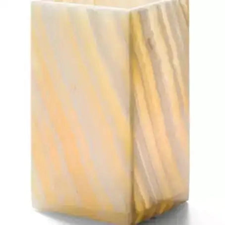 Solid Alabaster Luxor  Square Tealight Lamp