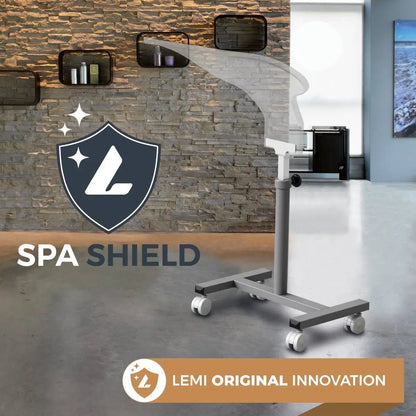 Protective Plexiglass Spa Shield with Adjustable Height and Base With Wheels