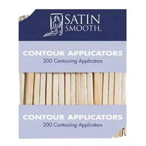 Satin Smooth Contour Eyebrow Applicator 200 ct, dual-slanted wooden waxing sticks for brow and lip detail