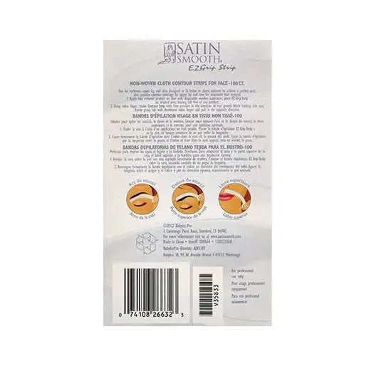 Satin Smooth EZGrip Strip Non-Woven Cloth Contour Facial Strips - 100 ct