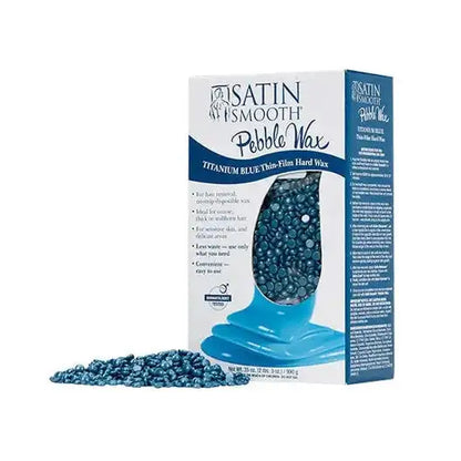 Satin Smooth Titanium Blue Thin Film Pebble Hard Wax 2.3 lbs, pebble form blue hard wax for Brazilian and male bikini