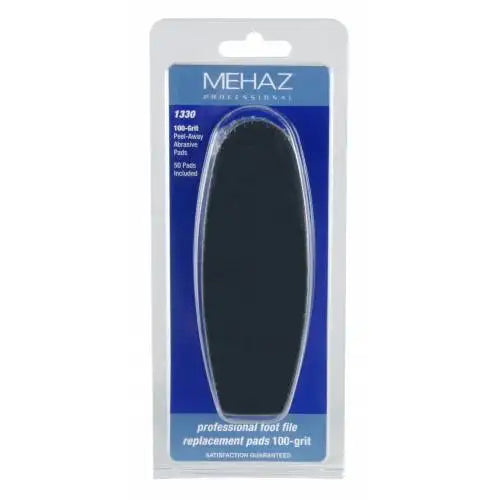 Mehaz Stainless Steel Foot File Easy Peel Pad 100 Grit - 50 Count