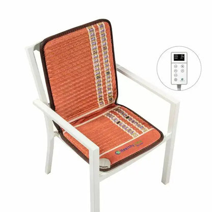 Orange HealthyLine TAO Chair mat with quilted texture and digital control unit