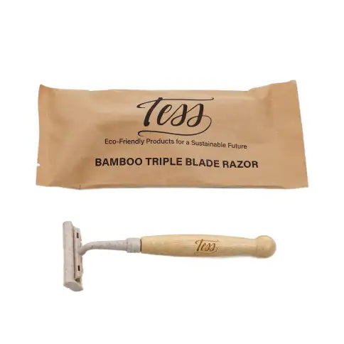 Tess Bamboo Triple Blade Razor with Wheat Straw Head - 500 per case