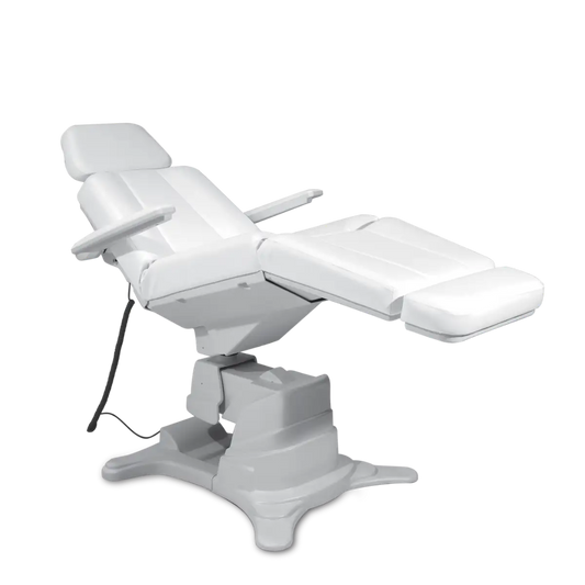 LEMI Tesera 4 Motor Electrically Adjustable (height, tilt, back, leg) Beauty Treatment Chair With Handset Control, Flat Armrests, and Anatomic Bi-Zak Mattress Without Stiches