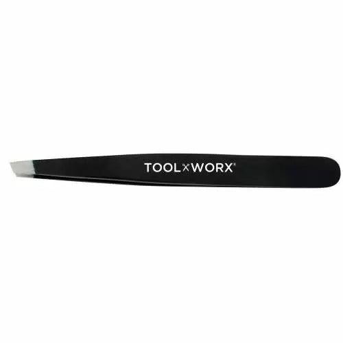 Toolworx Power Grip Slanted Tweezers, Black Onyx
