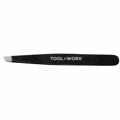 Toolworx Power Grip Slanted Tweezers, Black Onyx