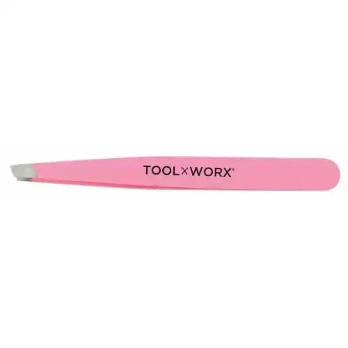 Toolworx Power Grip Slanted Tweezers, Pink