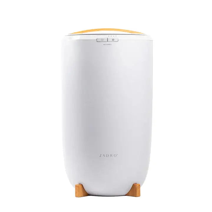 Zadro white bucket towel warmer for spas with auto-shutoff timer