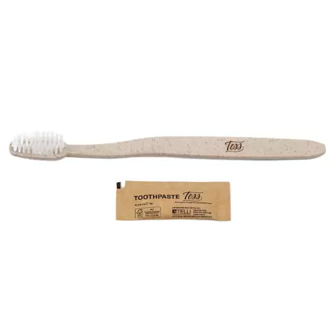 Tess WheatStraw Dental Kit-Toothbrush w/Toothpaste Pkt - 500 per case