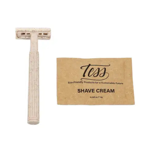 Tess Wheat Straw Shave Kit Triple Blade Razor w/Shave Cream - 500 per case
