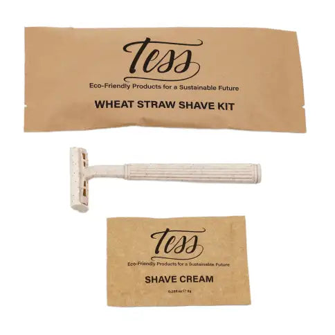 Tess Wheat Straw Shave Kit Triple Blade Razor w/Shave Cream - 250 per case