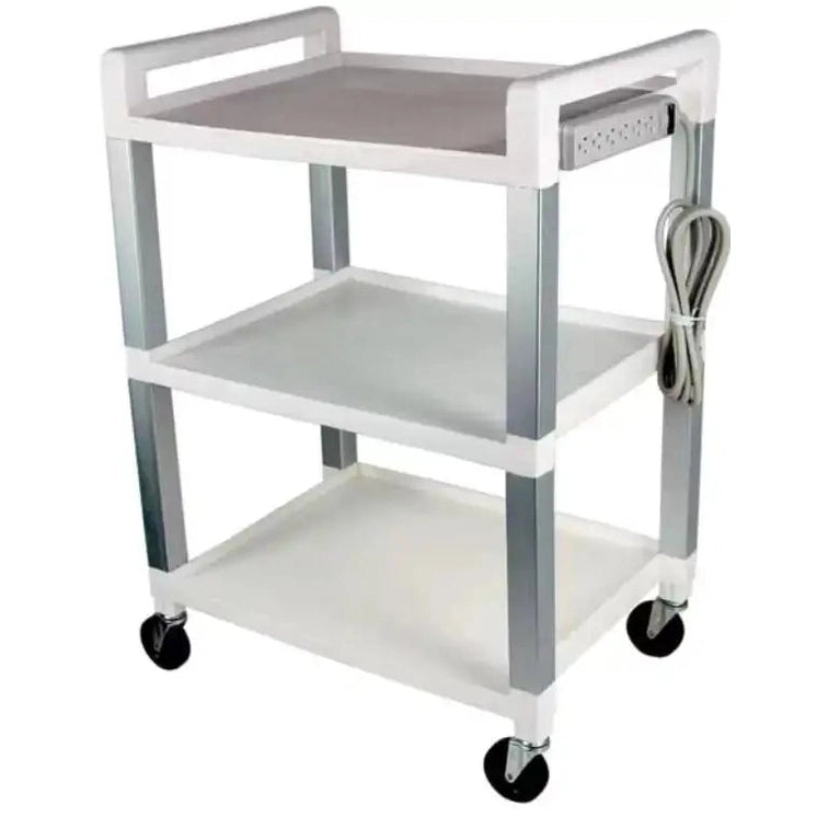 Ideal Poly 3 shelf with power strip, 16" x 20" x 29", Gray