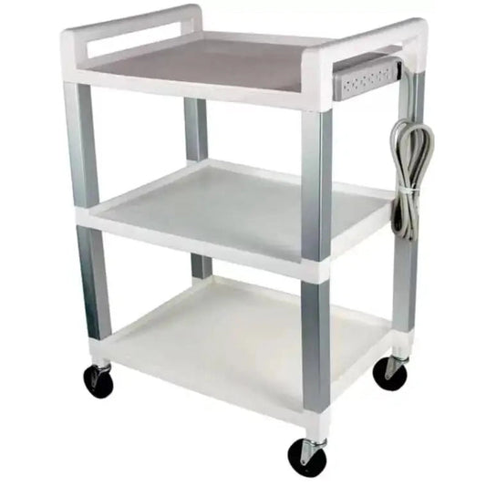 Ideal Poly 3 shelf with power strip, 16" x 20" x 29", Gray