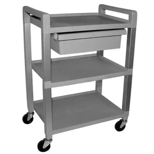 Ideal Poly 3 shelf with drawer, 16" x 20" x 29", Gray