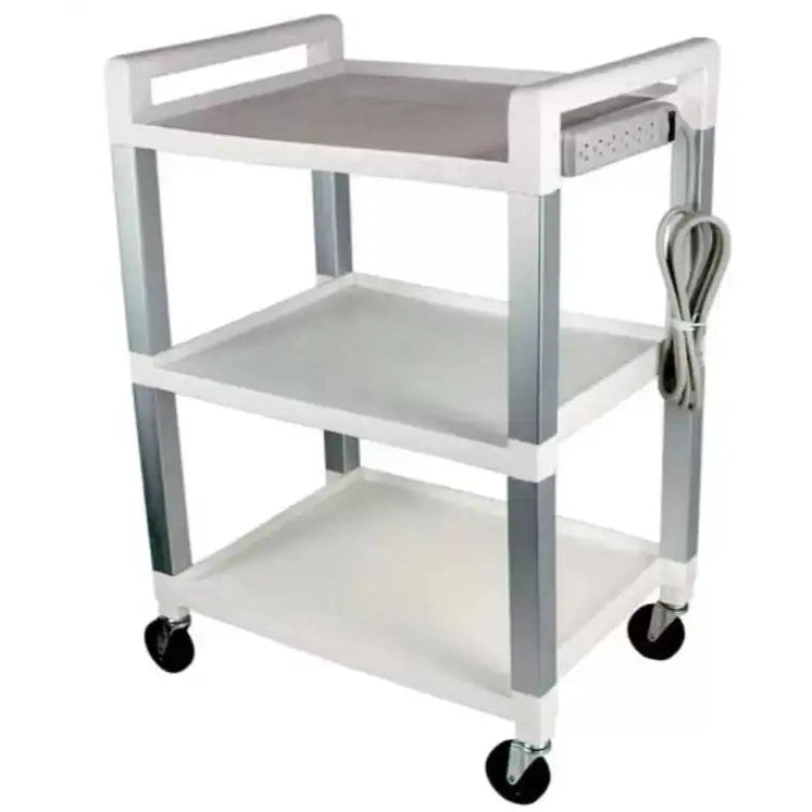 Ideal Poly 3 shelf with power strip, 16" x 20" x 29", White