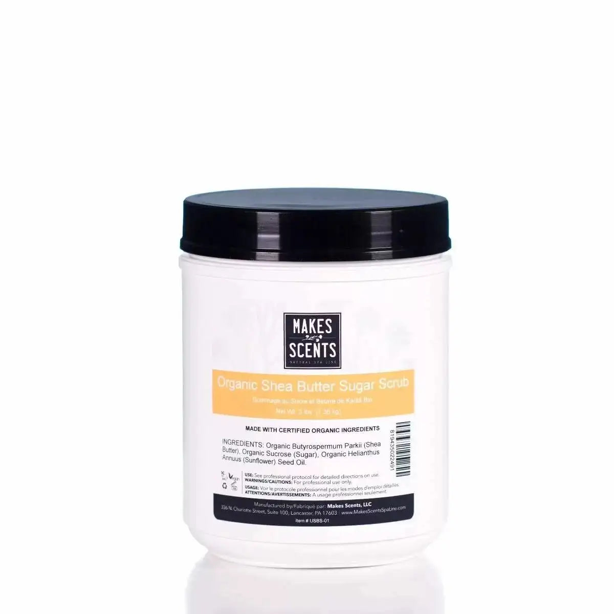 Makes Scents Unscented Organic Shea Butter Sugar Scrub - 1/2 gallon