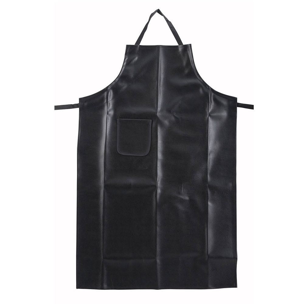 Winco BA-HN heavy Naugahyde wet area bib apron in black with one front pocket