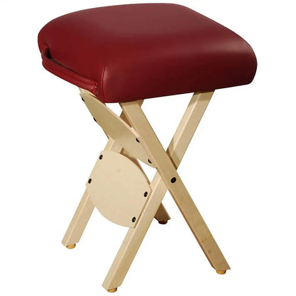 Master Massage Wooden Folding Stool - Burgundy
