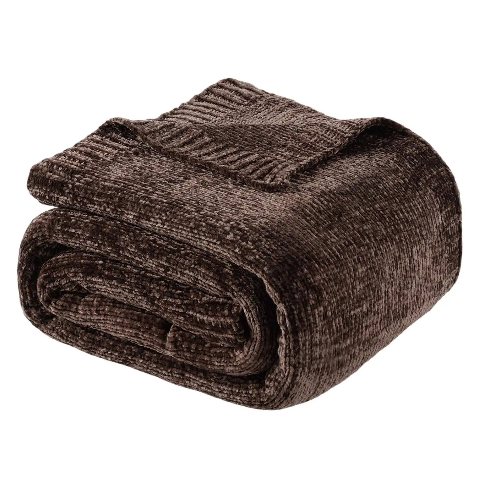 Chenille Blanket Dark Chocolate Spa Throw 50x70