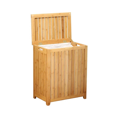 Oceanstar spa-style bamboo laundry hamper natural finish closed lid