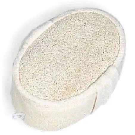 Two-sided loofah and cotton cloth bath sponge for exfoliation, natural loofah