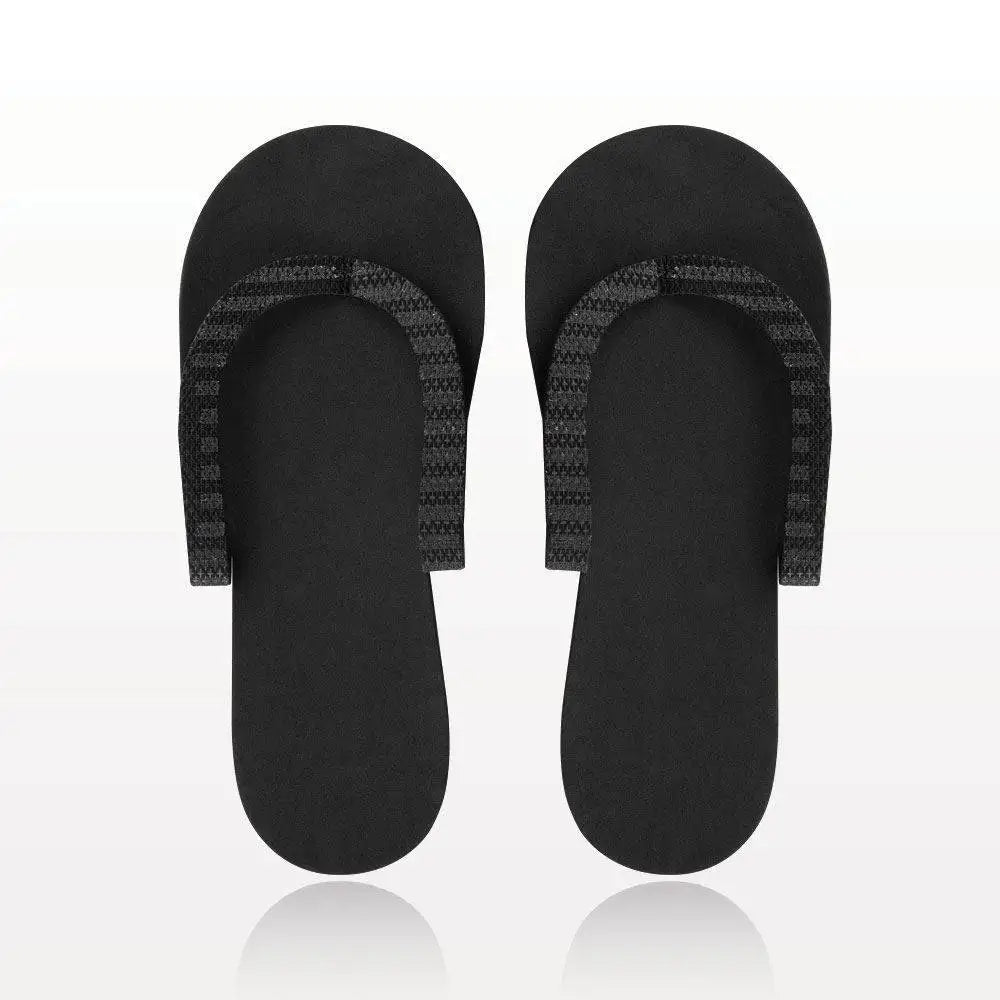 Slip Resistant Pedicure Slipper - Black (12 Pairs)